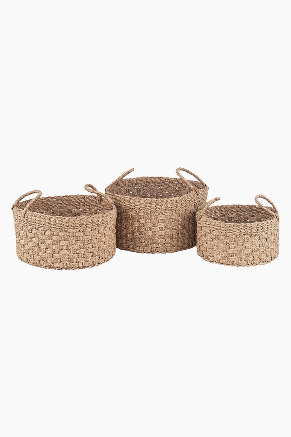 Natural Seagrass Round Baskets Set of 3