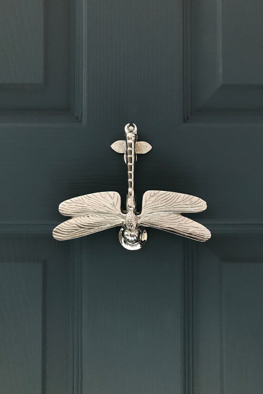 Nickel Dragonfly Door Knocker Blue Door - Coates & Warner