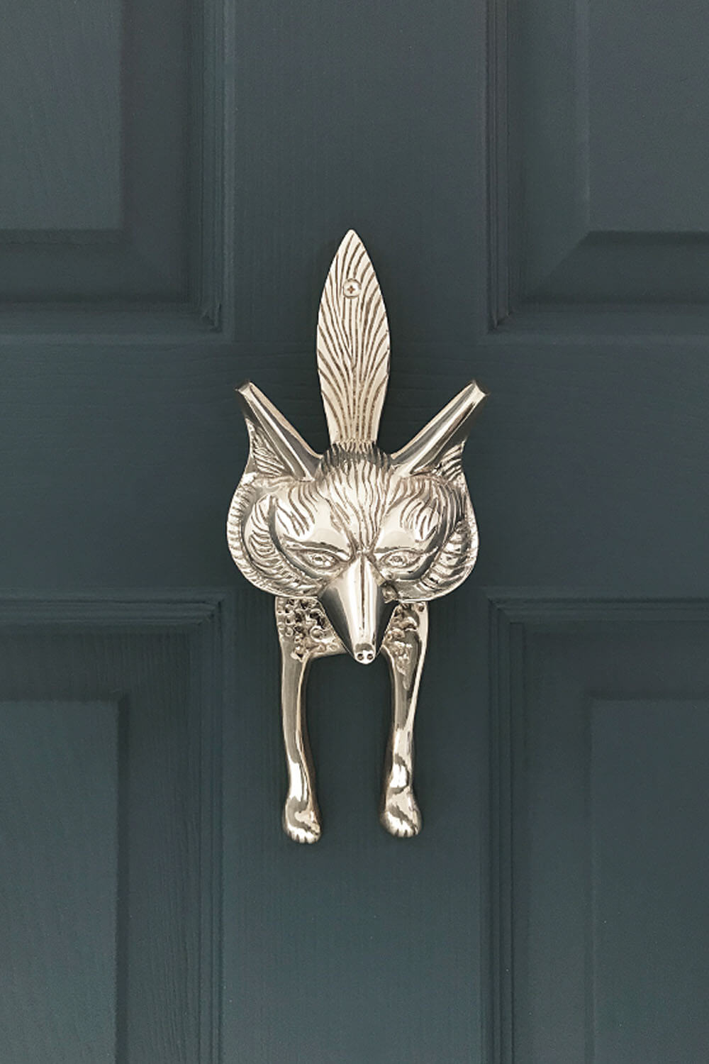 Nickel Fox Door Knocker Blue Door - Coates & Warner