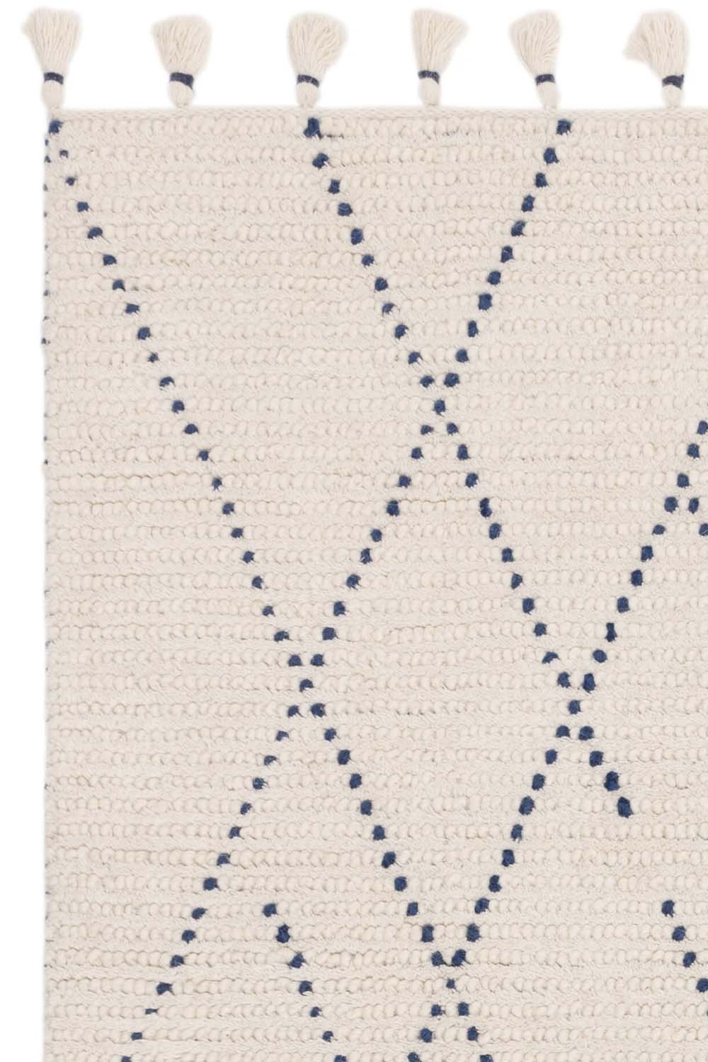 Ines Cream & Blue Diamond Rug