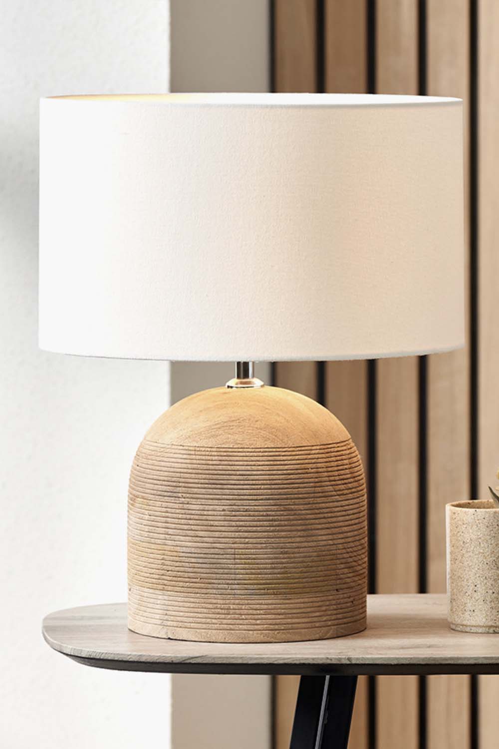 Ribbed Natural Mango Wood Table Lamp