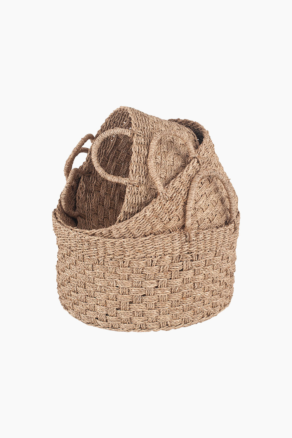Natural Seagrass Round Baskets Set of 3