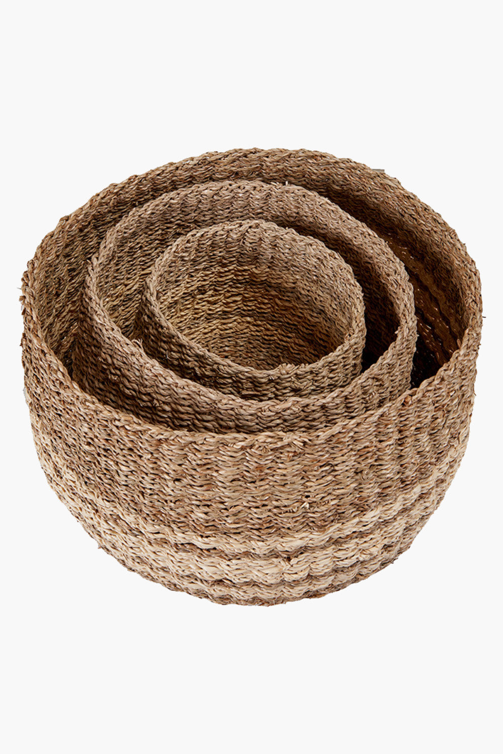 Natural Stripe Seagrass Baskets Set of 3