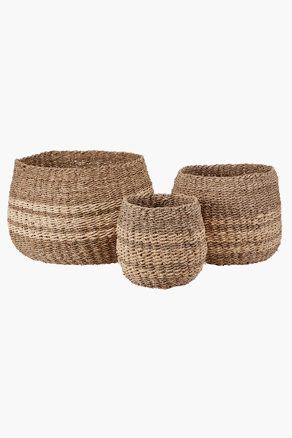 Natural Stripe Seagrass Baskets Set of 3