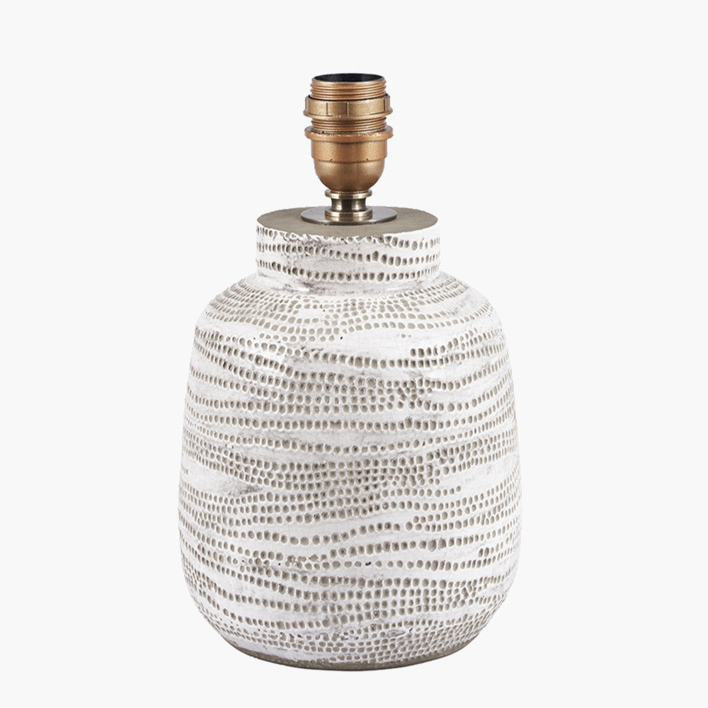 White Dot Stoneware Short Table Lamp