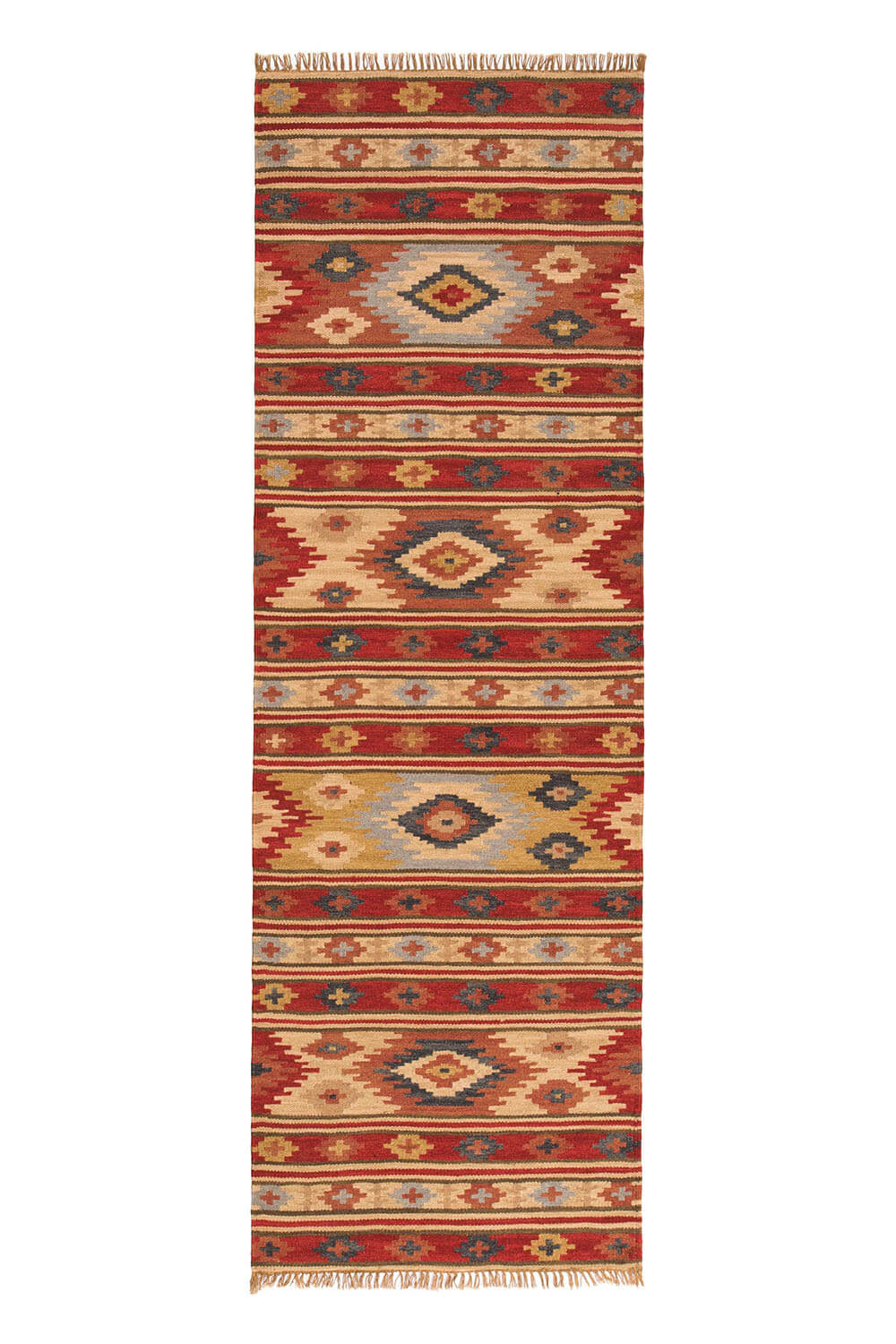 Arzu Red Kilim Rug 260cm x 75cm Runner - Coates & Warner