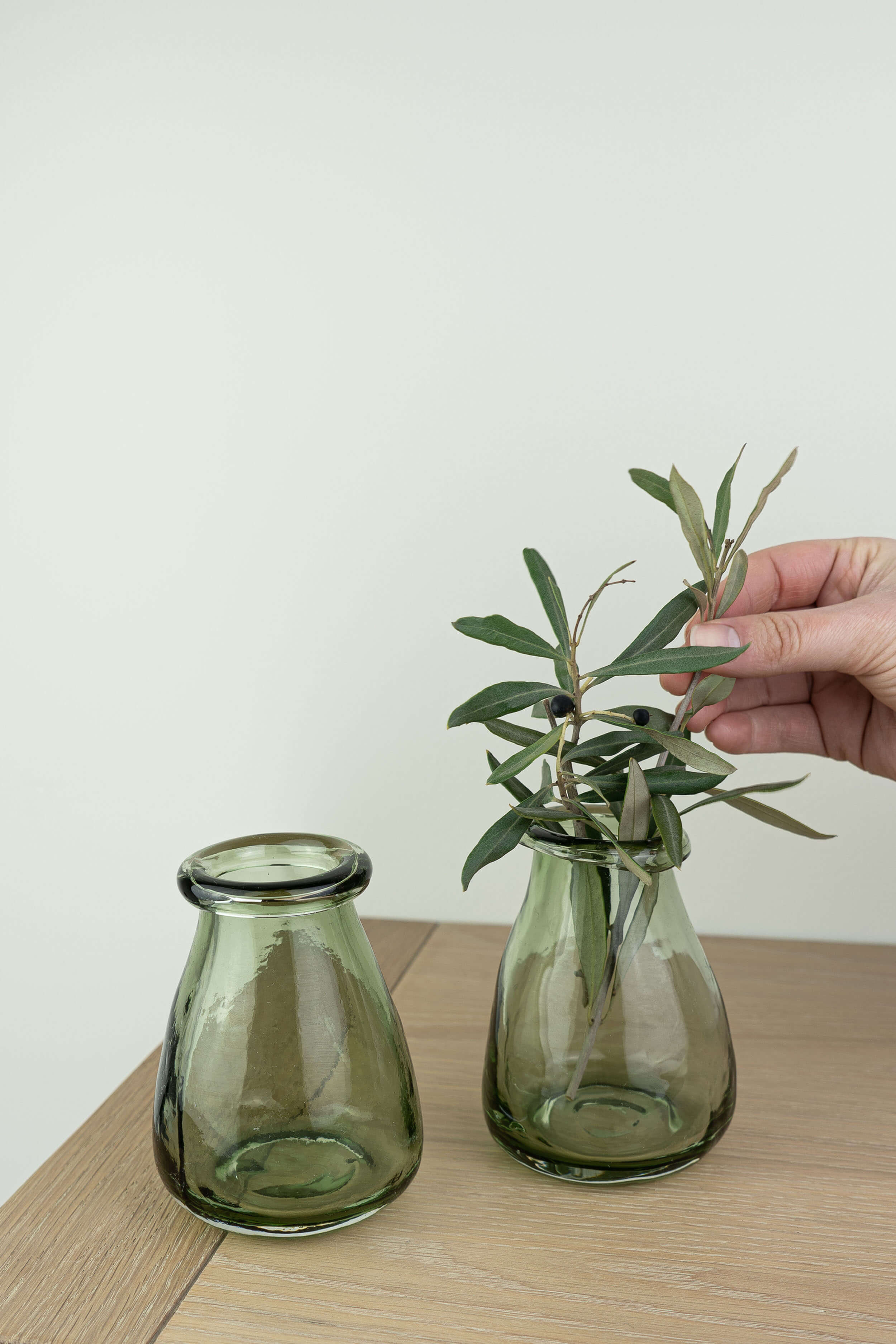 Recycled Glass Bud Vases, Set of Two