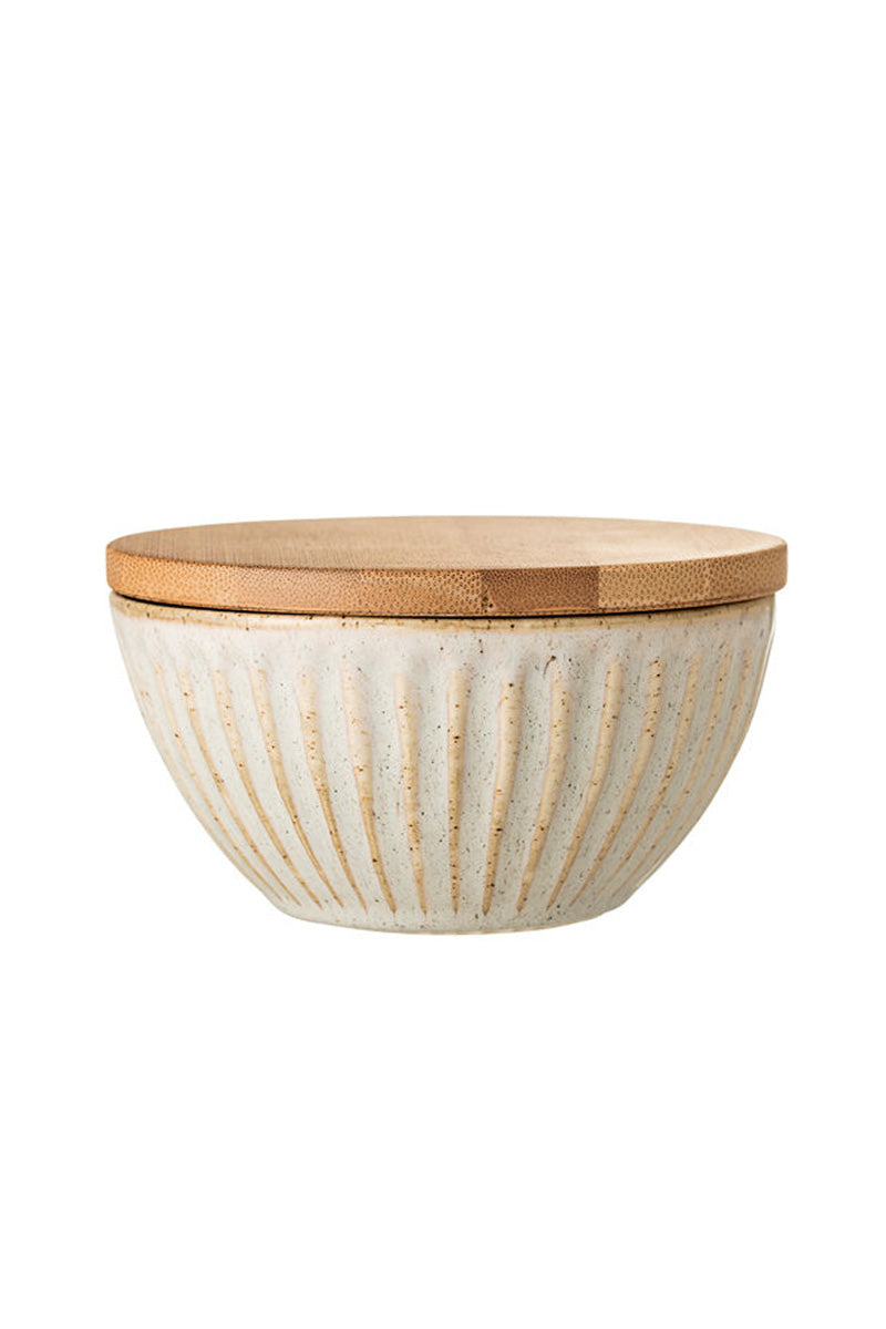 Stoneware Bowl With Bamboo Lid