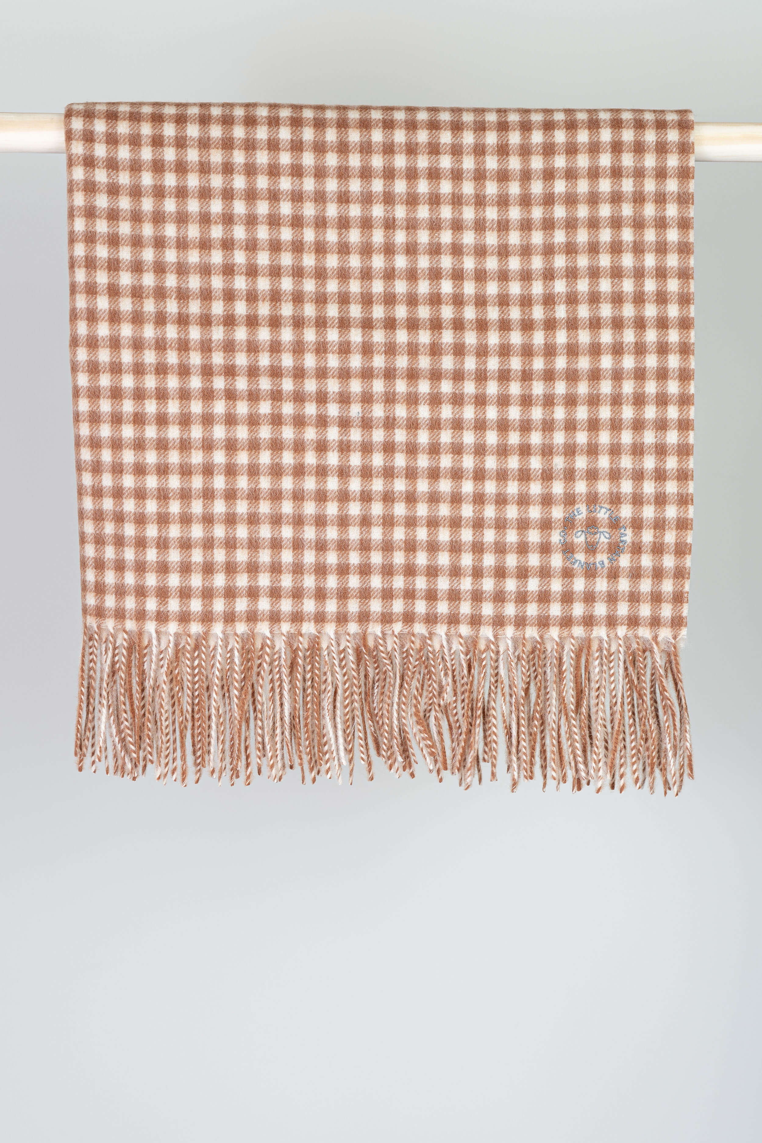 Cinnamon Gingham Lambswool Baby Blanket - Coates & Warner