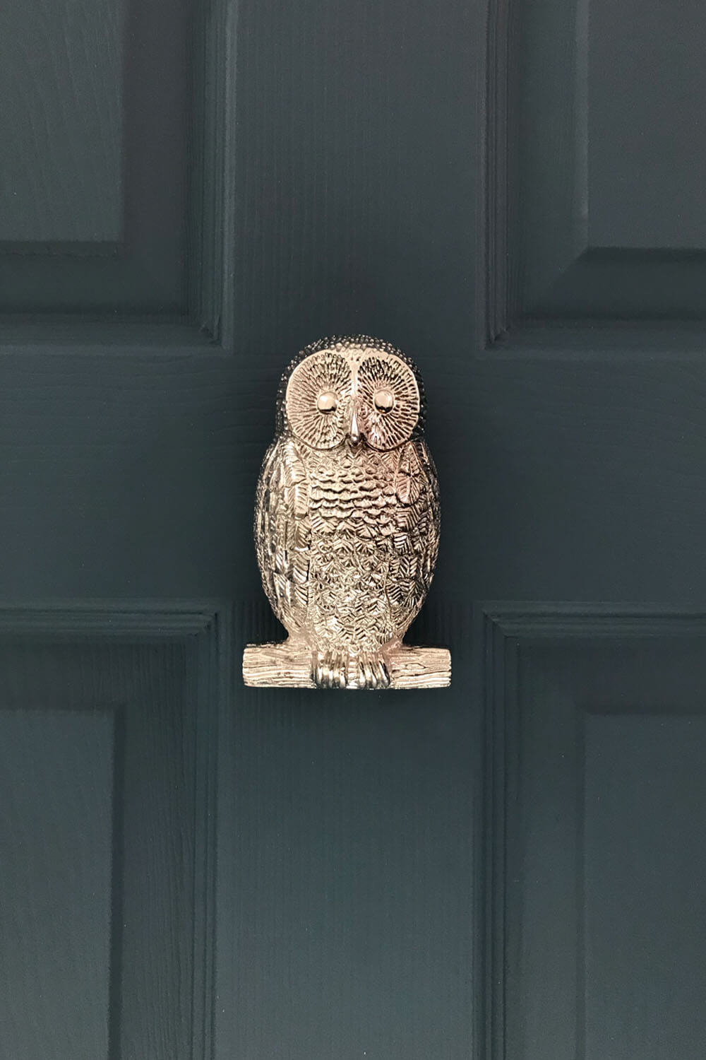 Nickel Owl Door Knocker Blue Door - Coates & Warner
