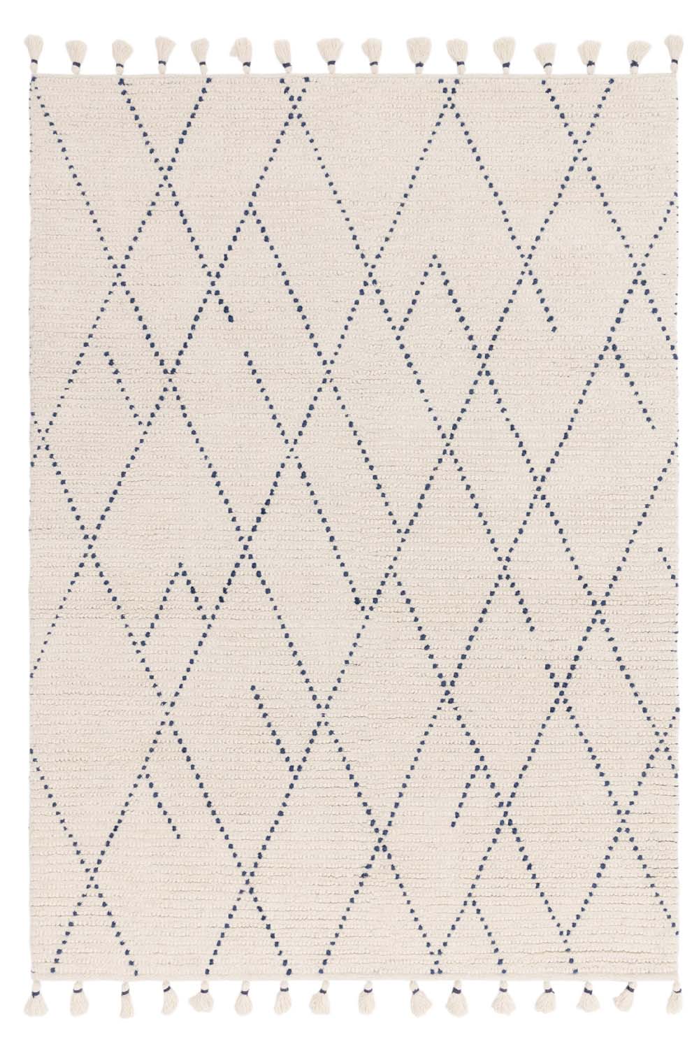 Ines Cream & Blue Diamond Rug