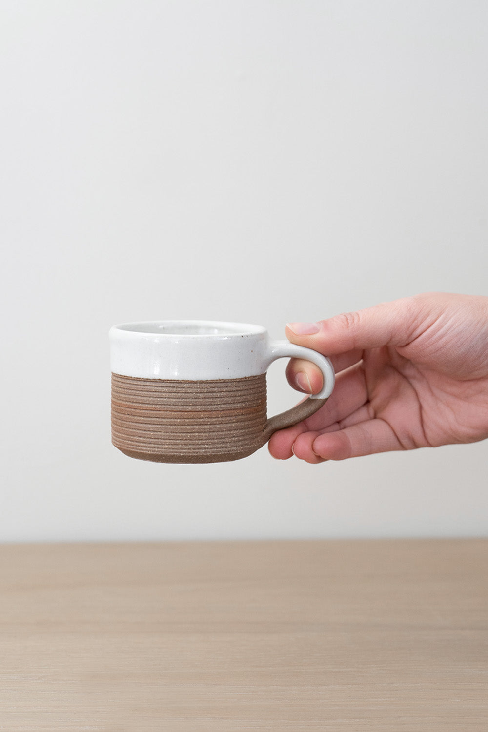 Mali Ribbed White & Terracotta Espresso Mug