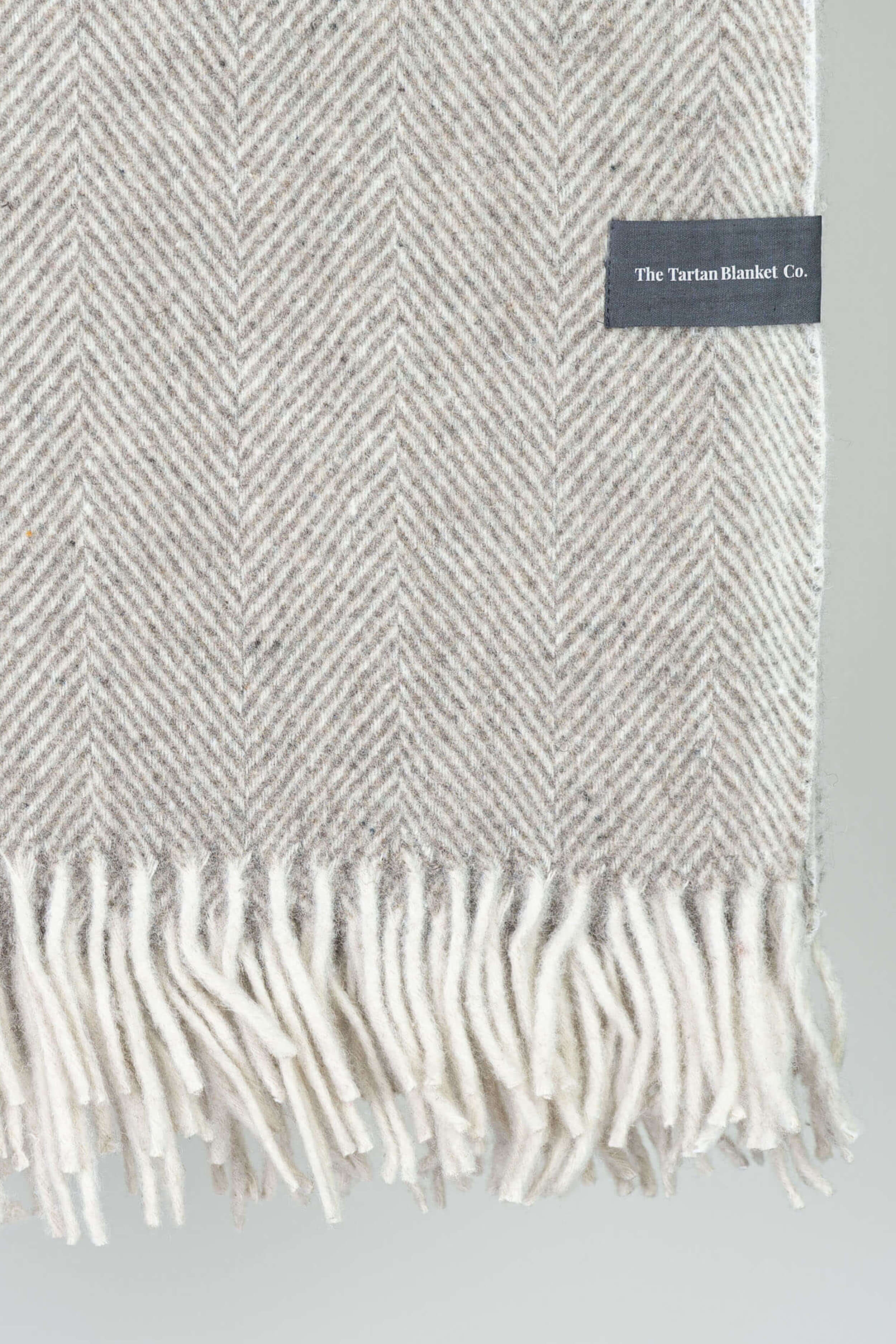 Natural Herringbone Wool Blanket By The Tartan Blanket Co - Coates & Warner