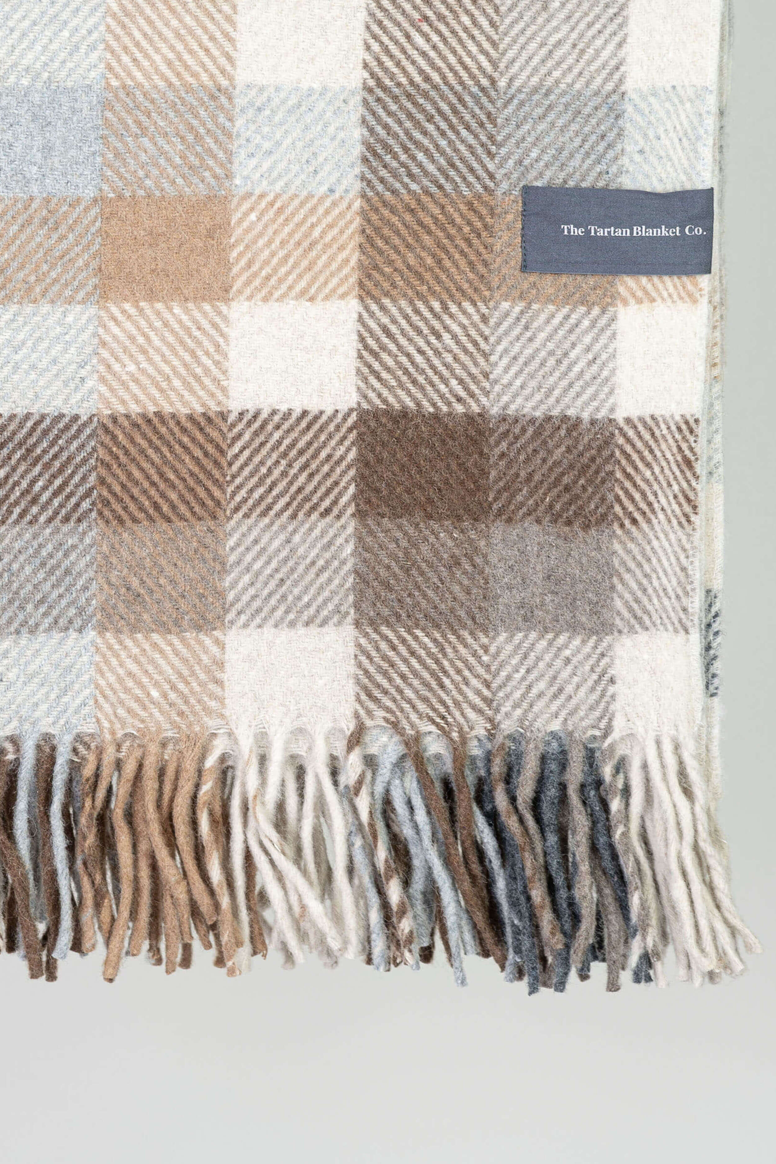 White, Blue & Brown Check Wool Blanket - Coates & Warner